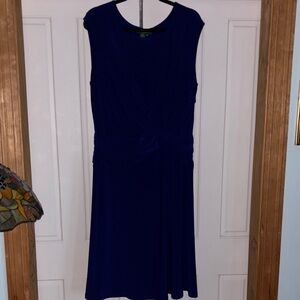 Lauren Ralph Lauren Sleeveless Royal Blue Twist-Waist Midi Dress